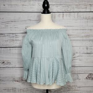 Mustard Seed Babydoll Peasant Style Flowy Top Sea Foam Green | Small